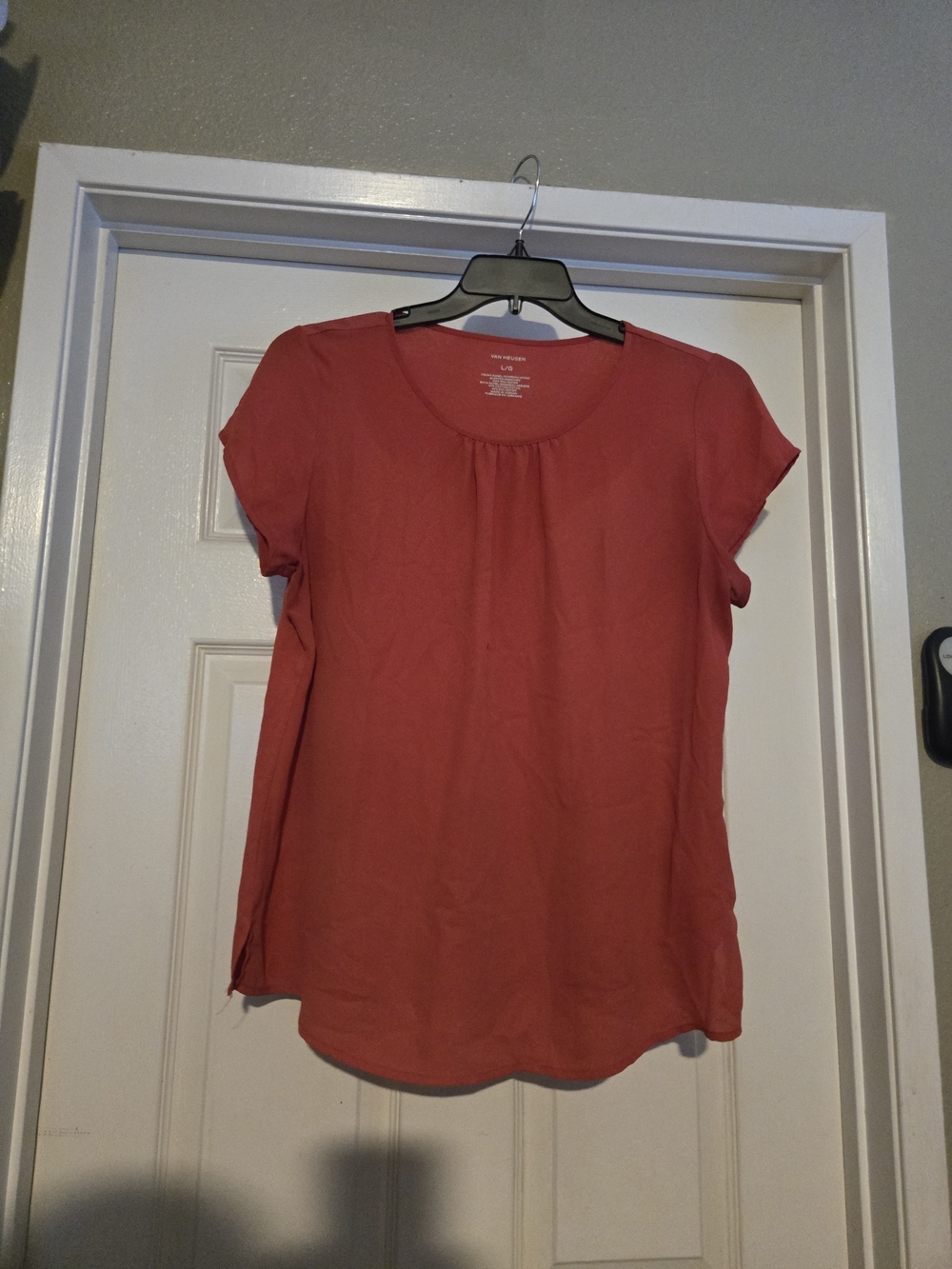Van Heusen Short Sleeve Scoop Neck Top in Coral